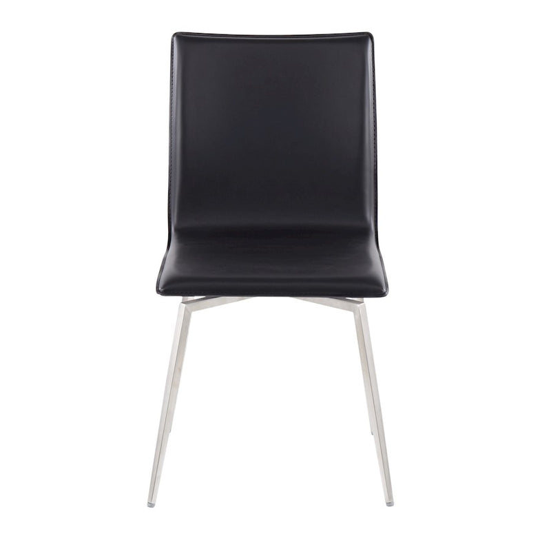 LumiSource Mason Chair, Set of 2, Brushed Steel/Black