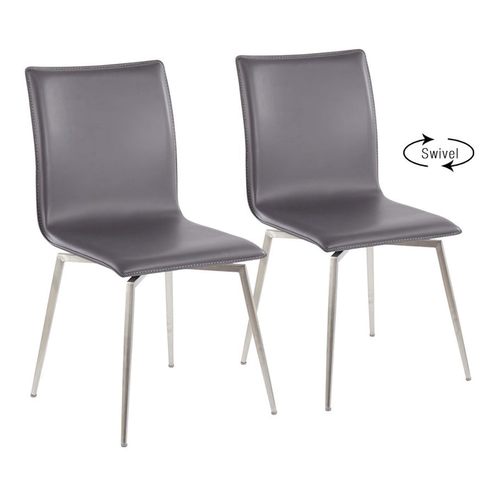 LumiSource Mason Chair, Set of 2, Brushed Steel/Grey - CH-MSNUPSWVSSGY2