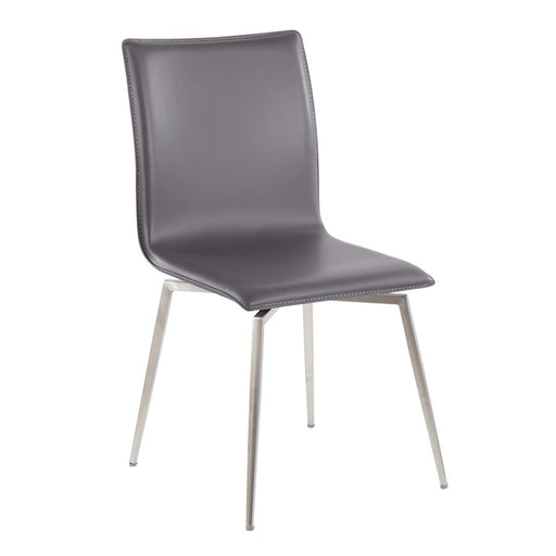 LumiSource Mason Chair, Set of 2, Brushed Steel/Grey