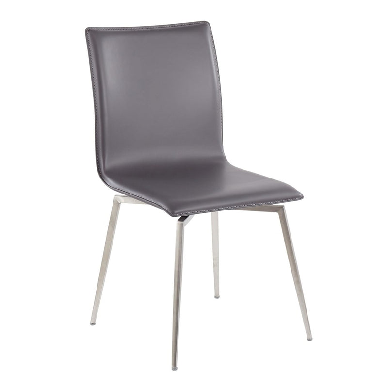 LumiSource Mason Upholstered Swivel Chair Set of 2 | Brushed Steel & Grey PU Leather | Dining Room & Office Seating | Model CH-MSNUPSWVSSGY2