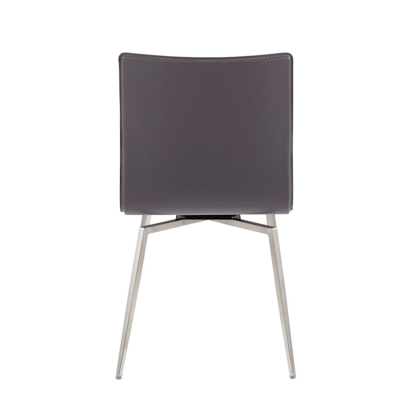LumiSource Mason Chair, Set of 2, Brushed Steel/Grey