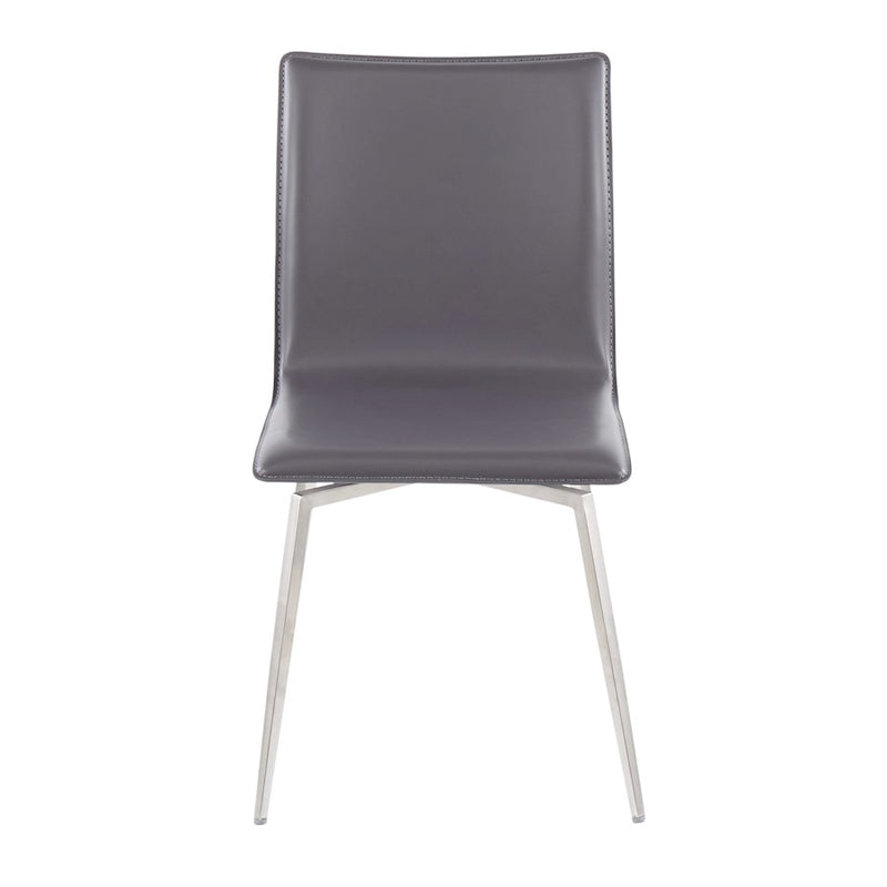 LumiSource Mason Upholstered Swivel Chair Set of 2 | Brushed Steel & Grey PU Leather | Dining Room & Office Seating | Model CH-MSNUPSWVSSGY2