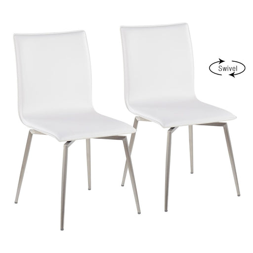 LumiSource Mason Chair, Set of 2, Brushed Steel/White - CH-MSNUPSWVSSW2
