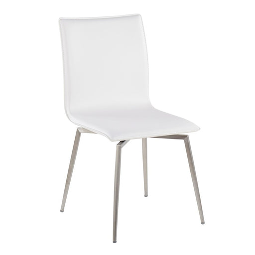 LumiSource Mason Chair, Set of 2, Brushed Steel/White