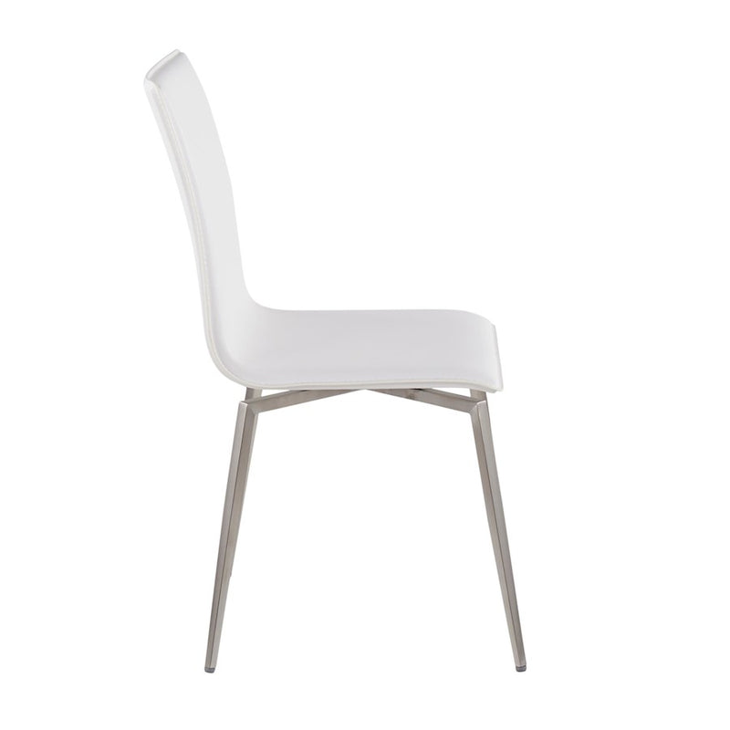 LumiSource Mason Chair, Set of 2, Brushed Steel/White