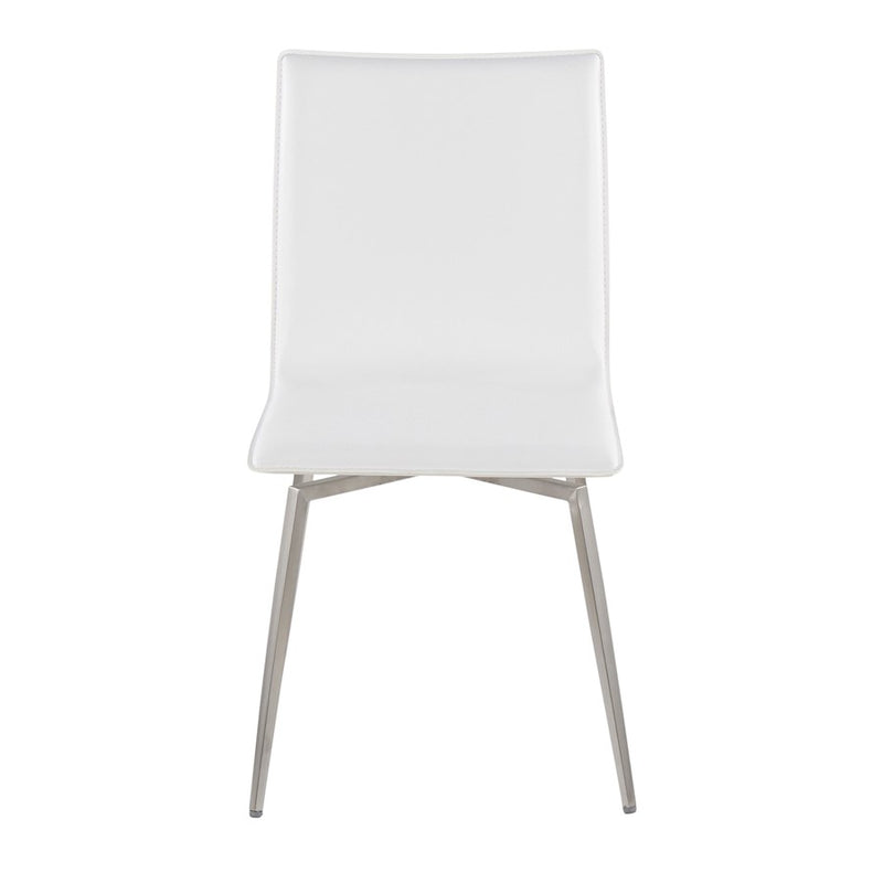 LumiSource Mason Chair, Set of 2, Brushed Steel/White