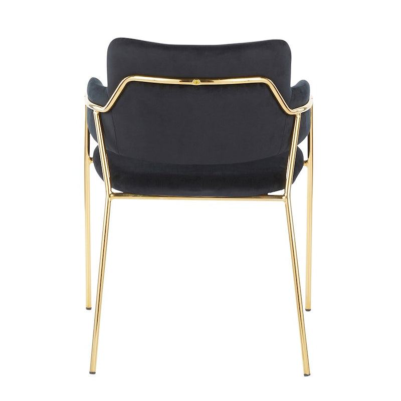 LumiSource Napoli Chair Set of 2 | Gold Metal and Black Velvet | Dining Room & Living Room Accent Chairs | 23 x 22 x 31 in | Model CH-NAPOLIAUVBK2