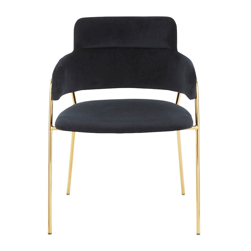 LumiSource Napoli Chair Set of 2 | Gold Metal and Black Velvet | Dining Room & Living Room Accent Chairs | 23 x 22 x 31 in | Model CH-NAPOLIAUVBK2
