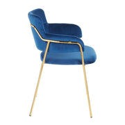 LumiSource Napoli Chair Set of 2 | Gold Metal and Blue Velvet | Dining Room & Living Room Accent Chairs | 23 x 22 x 31 in | Model CH-NAPOLIAUVBU2