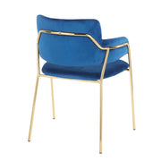 LumiSource Napoli Chair Set of 2 | Gold Metal and Blue Velvet | Dining Room & Living Room Accent Chairs | 23 x 22 x 31 in | Model CH-NAPOLIAUVBU2