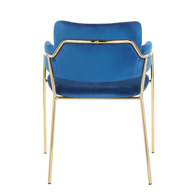 LumiSource Napoli Chair Set of 2 | Gold Metal and Blue Velvet | Dining Room & Living Room Accent Chairs | 23 x 22 x 31 in | Model CH-NAPOLIAUVBU2
