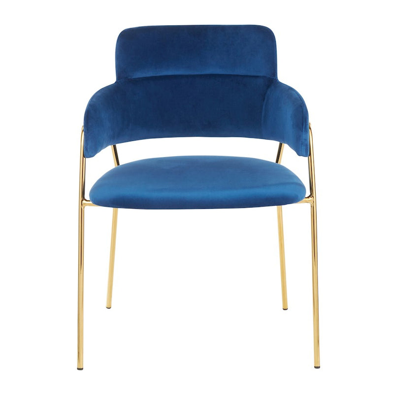 LumiSource Napoli Chair Set of 2 | Gold Metal and Blue Velvet | Dining Room & Living Room Accent Chairs | 23 x 22 x 31 in | Model CH-NAPOLIAUVBU2