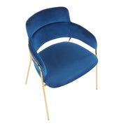 LumiSource Napoli Chair Set of 2 | Gold Metal and Blue Velvet | Dining Room & Living Room Accent Chairs | 23 x 22 x 31 in | Model CH-NAPOLIAUVBU2