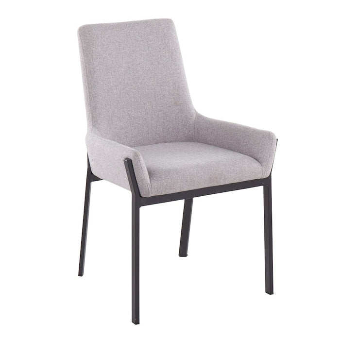 LumiSource Odessa Chair, Set of 2, Black Steel/Grey Fabric