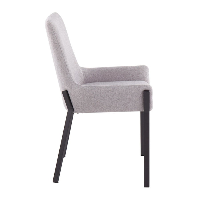 LumiSource Odessa Chair, Set of 2, Black Steel/Grey Fabric