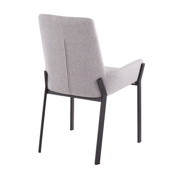 LumiSource Odessa Chair, Set of 2, Black Steel/Grey Fabric