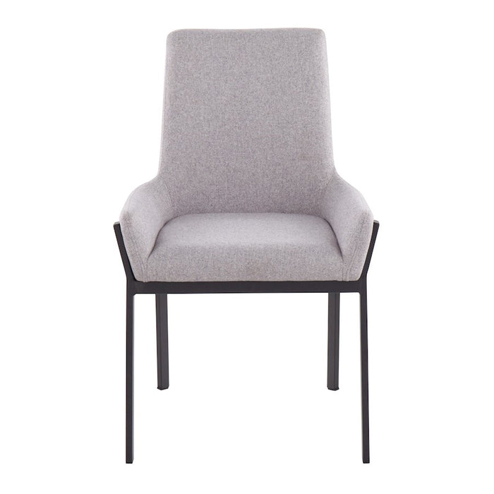 LumiSource Odessa Chair, Set of 2, Black Steel/Grey Fabric