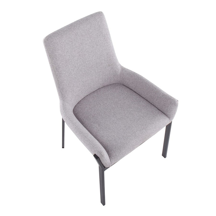 LumiSource Odessa Chair, Set of 2, Black Steel/Grey Fabric