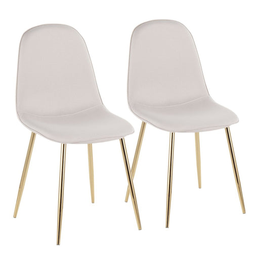 LumiSource Pebble Chair, Set of 2 in Gold Steel/Beige Fabric - CH-PEBBLEAUBG2