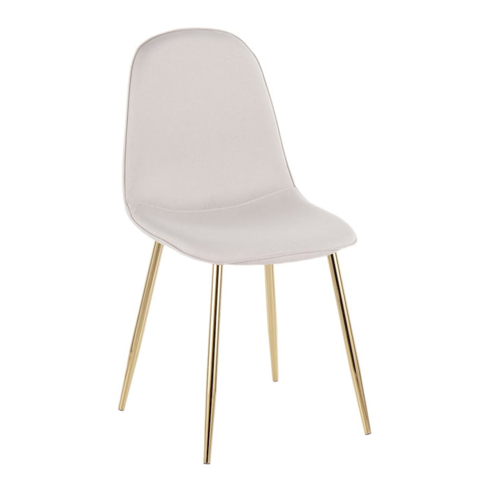 LumiSource Pebble Chair, Set of 2 in Gold Steel/Beige Fabric