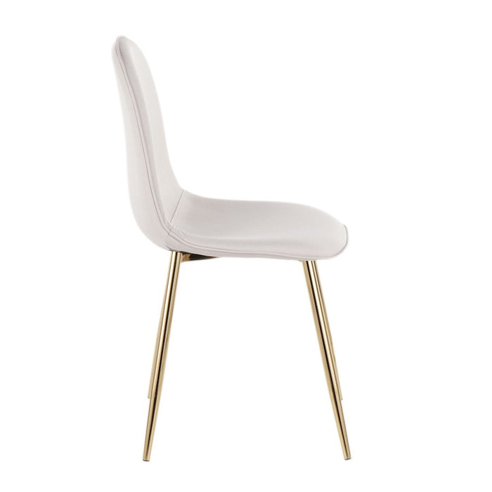 LumiSource Pebble Chair, Set of 2 in Gold Steel/Beige Fabric