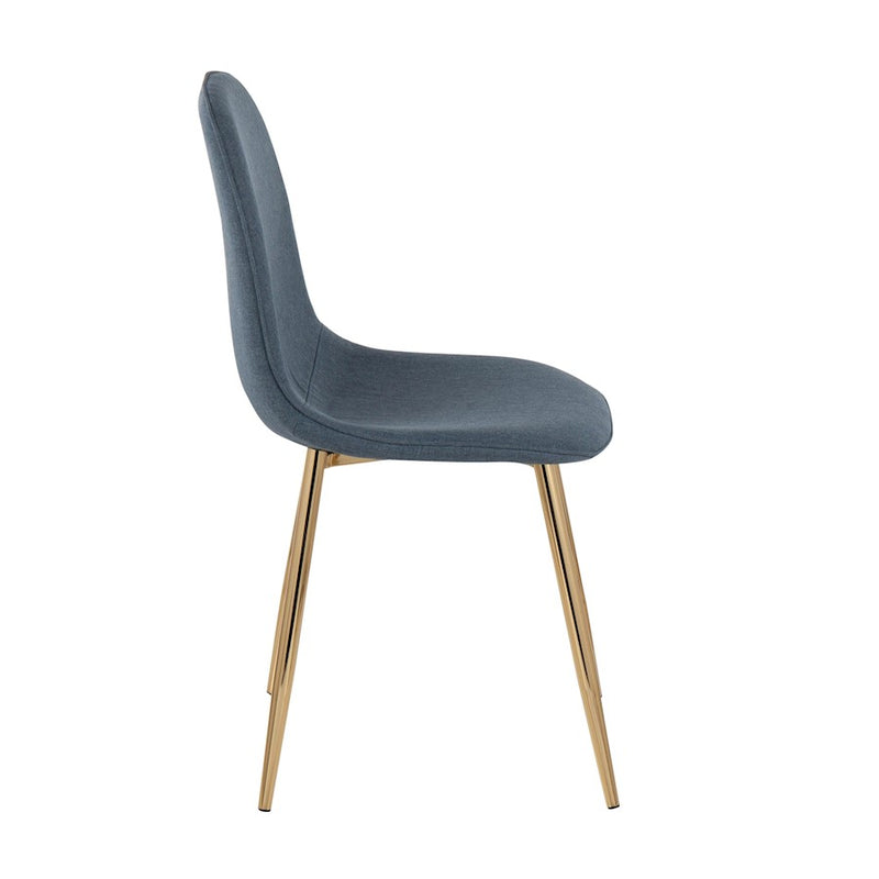 LumiSource Pebble Chair, Set of 2 in Gold Steel/Blue Fabric
