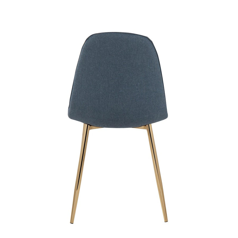 LumiSource Pebble Chair Set of 2 | Gold Steel and Blue Fabric | Living Room & Dining Room Accent Chairs | 18 x 21 x 35 in | Model CH-PEBBLEAUBU2