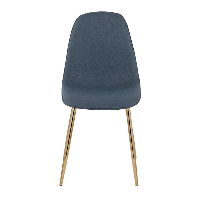 LumiSource Pebble Chair Set of 2 | Gold Steel and Blue Fabric | Living Room & Dining Room Accent Chairs | 18 x 21 x 35 in | Model CH-PEBBLEAUBU2