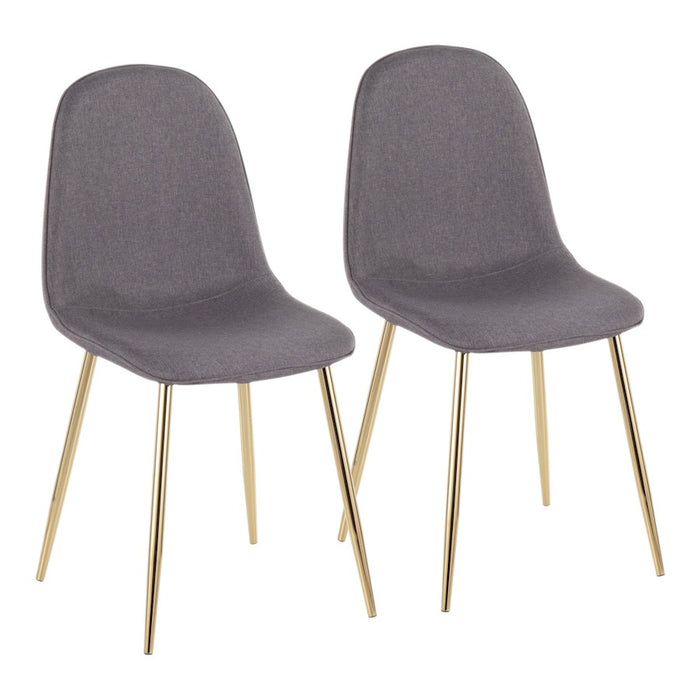LumiSource Pebble Chair, Set of 2, Gold Steel/Charcoal Fabric - CH-PEBBLEAUCHAR2