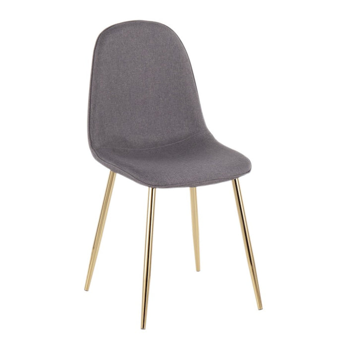 LumiSource Pebble Chair, Set of 2, Gold Steel/Charcoal Fabric