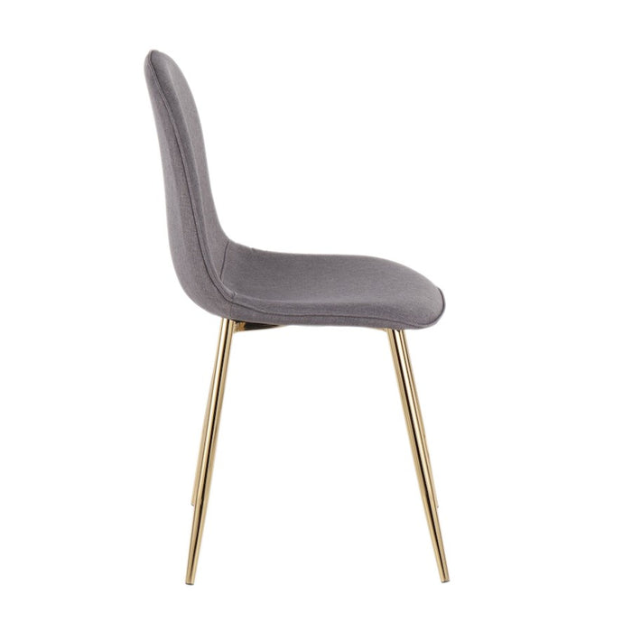 LumiSource Pebble Chair, Set of 2, Gold Steel/Charcoal Fabric