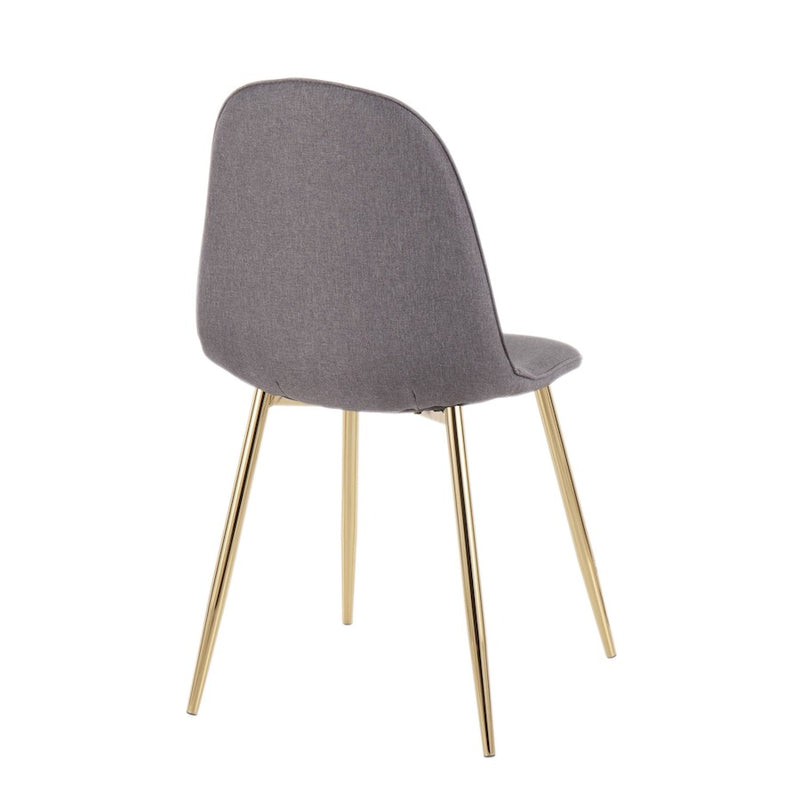 LumiSource Pebble Chair, Set of 2, Gold Steel/Charcoal Fabric