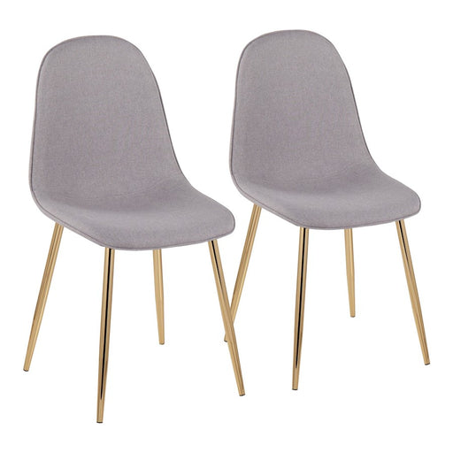 LumiSource Pebble Chair, Set of 2, Gold Steel/Light Grey - CH-PEBBLEAULGY2