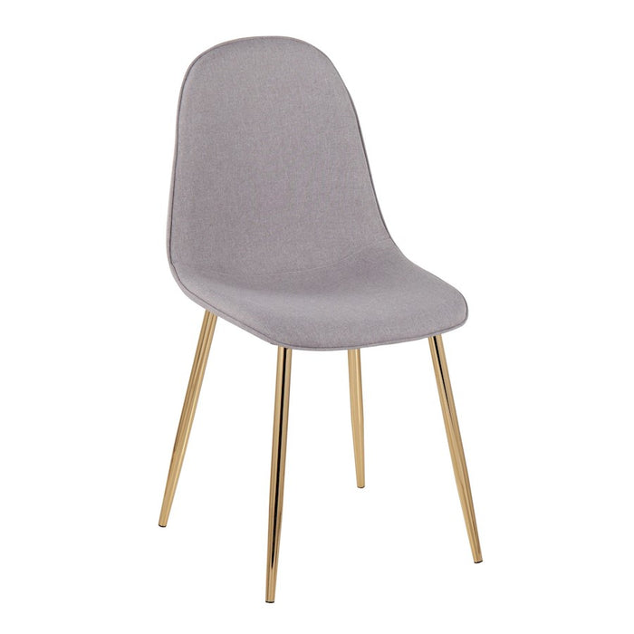 LumiSource Pebble Chair, Set of 2, Gold Steel/Light Grey