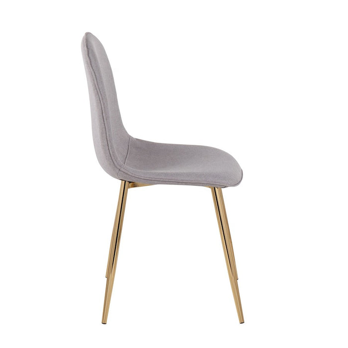LumiSource Pebble Chair, Set of 2, Gold Steel/Light Grey
