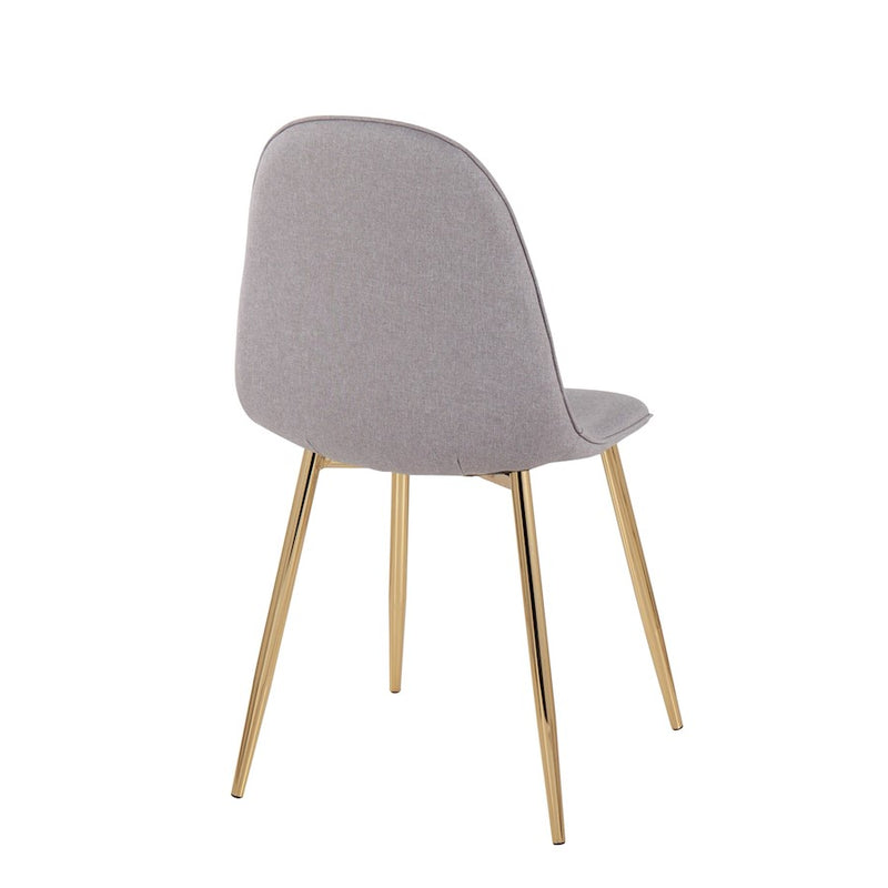 LumiSource Pebble Chair, Set of 2, Gold Steel/Light Grey