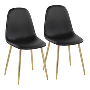 LumiSource Pebble Chair, Set of 2 in Gold Steel/Black PU - CH-PEBBLEAUPUBK2