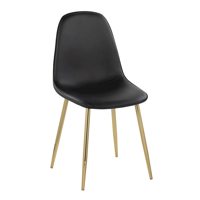 LumiSource Pebble Chair, Set of 2 in Gold Steel/Black PU