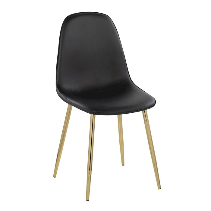 LumiSource Pebble Chair, Set of 2 in Gold Steel/Black PU