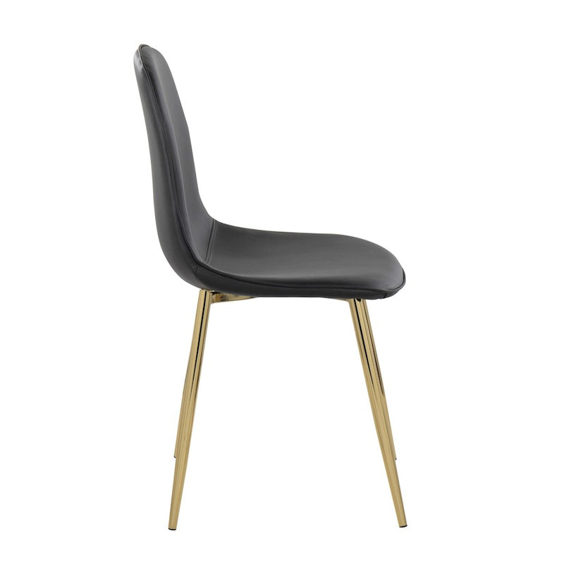 LumiSource Pebble Chair, Set of 2 in Gold Steel/Black PU