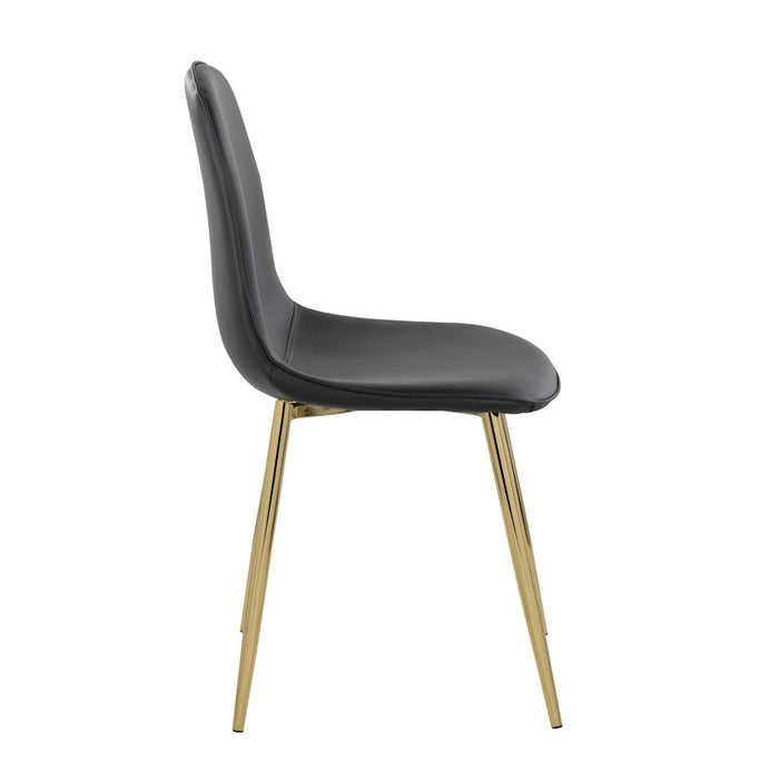 LumiSource Pebble Chair, Set of 2 in Gold Steel/Black PU