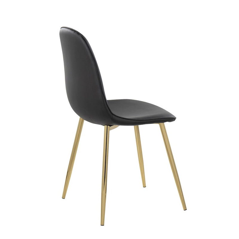 LumiSource Pebble Chair, Set of 2 in Gold Steel/Black PU