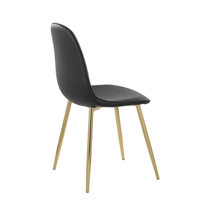 LumiSource Pebble Chair, Set of 2 in Gold Steel/Black PU