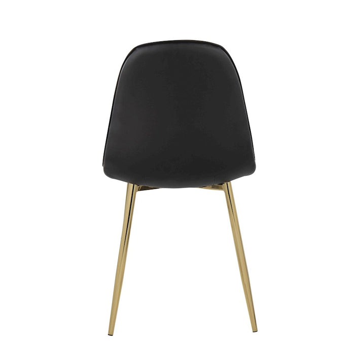 LumiSource Pebble Chair, Set of 2 in Gold Steel/Black PU
