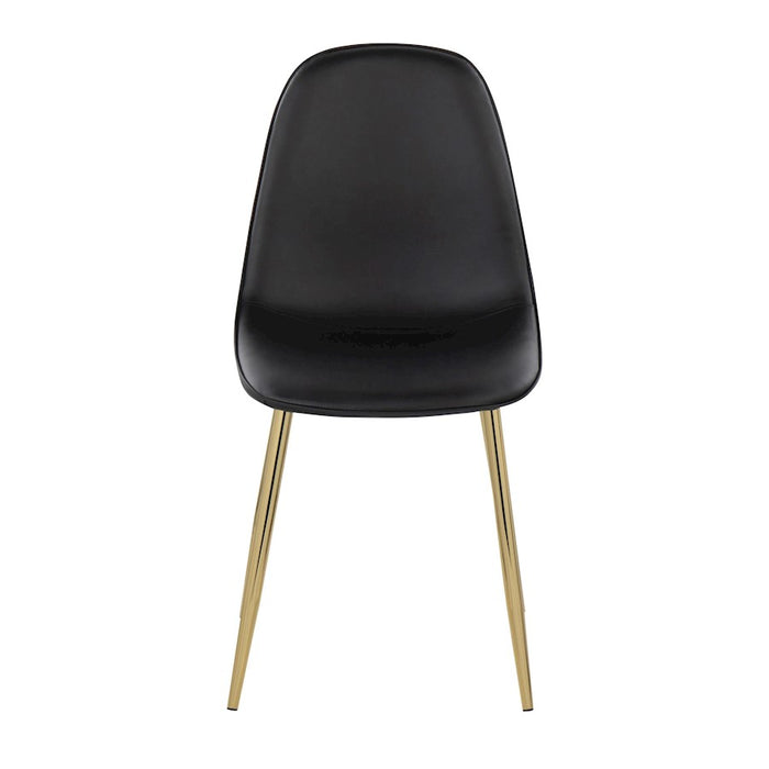 LumiSource Pebble Chair, Set of 2 in Gold Steel/Black PU