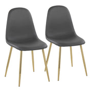 LumiSource Pebble Chair, Set of 2 in Gold Steel/Grey PU - CH-PEBBLEAUPUGY2