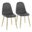 LumiSource Pebble Chair, Set of 2 in Gold Steel/Grey PU - CH-PEBBLEAUPUGY2