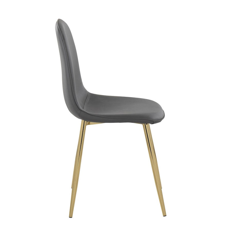 LumiSource Pebble Chair, Set of 2 in Gold Steel/Grey PU