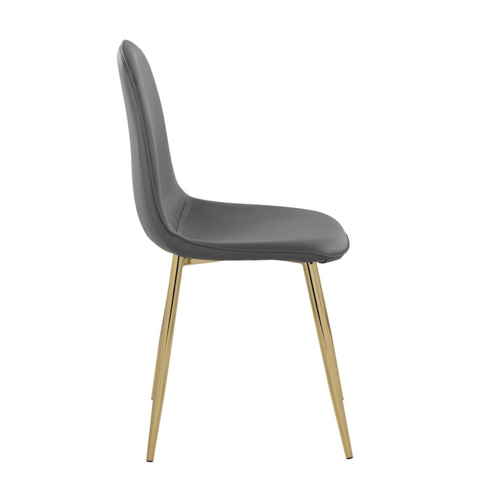 LumiSource Pebble Chair, Set of 2 in Gold Steel/Grey PU
