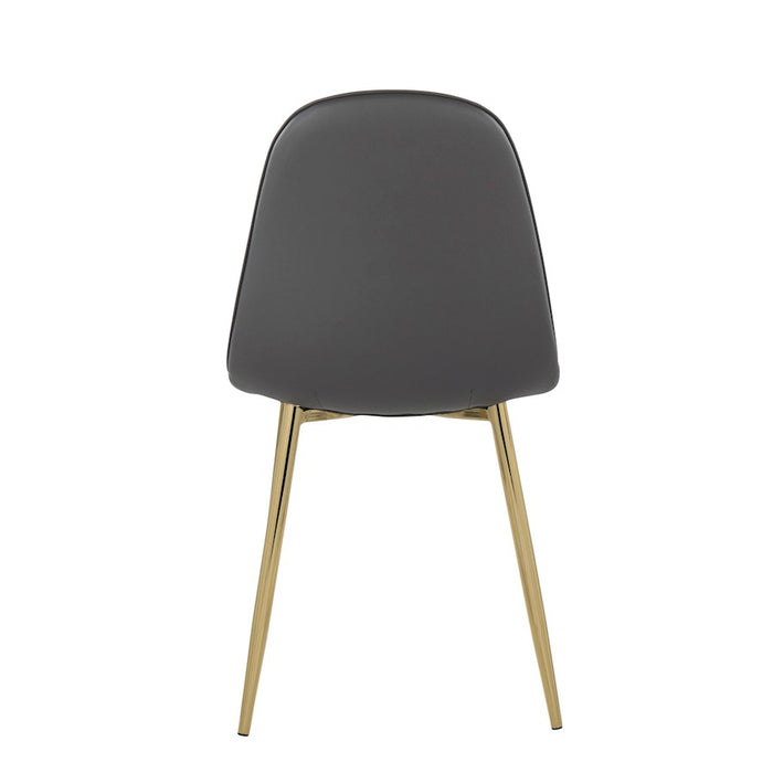 LumiSource Pebble Chair, Set of 2 in Gold Steel/Grey PU